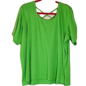 Fiorlini International Women's Bright Green Short Sleeve Sweater Sz 20W Plus